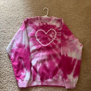Urban Outfitters Pink Tie-Dye Heart Sweater